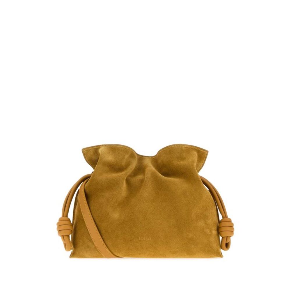 Loewe Women Ochre Suede Medium Flamenco Clutch